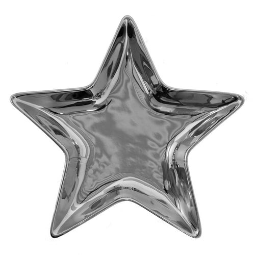 Talerz srebrny ceramiczny Gwiazda 16 x 16 cm Clayre Eef