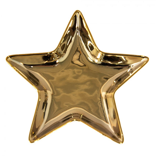 Talerz złoty ceramiczny Gwiazda 16 x 16 cm Clayre Eef