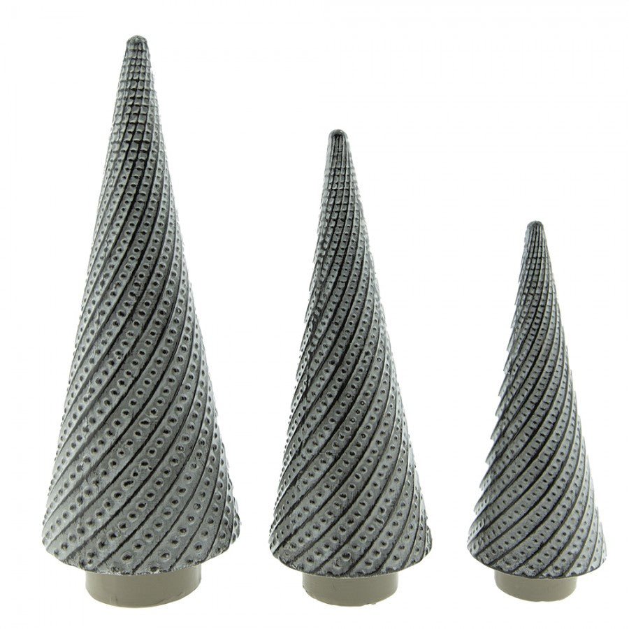 Porcelanowa choinka figurka świąteczna szara 27 cm Clayre Eef