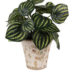 Doniczka ceramiczna beżowo- różowa kwiatki 13 x 11 cm retro Clayre Eef