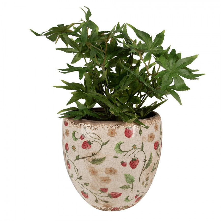 Doniczka ceramiczna truskawki 18 cm L Clayre & Eef