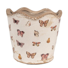 Załaduj obraz do przeglądarki galerii, Doniczka ceramiczna motylki 15 cm retro Clayre Eef
