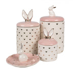 Ceramiczna patera królik różowa w serduszka Clayre Eef