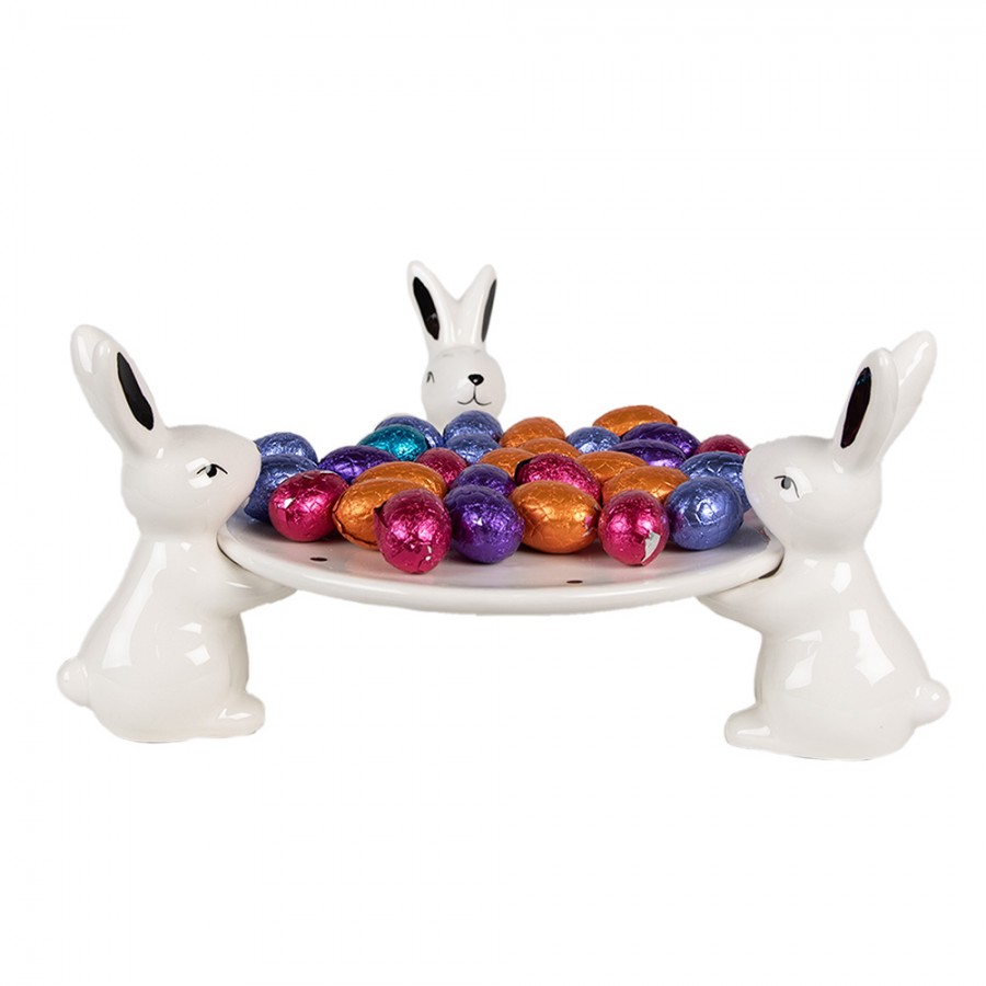 Patera ceramiczne króliczki biało czarne Clayre Eef