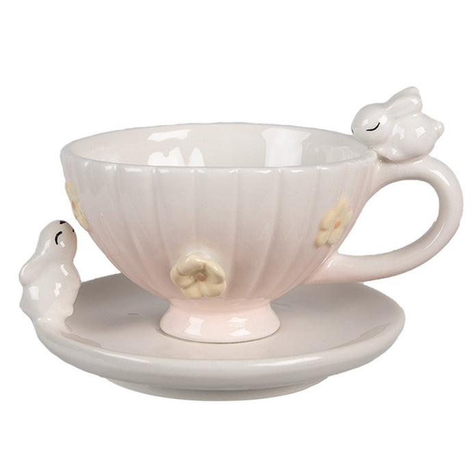 Filiżanka ze spodkiem ceramiczna królik Clayre Eef