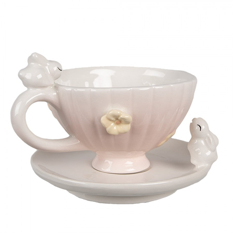 Filiżanka ze spodkiem ceramiczna królik Clayre Eef