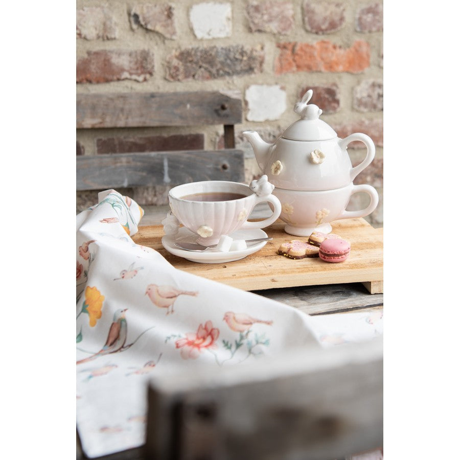 Filiżanka ze spodkiem ceramiczna królik Clayre Eef