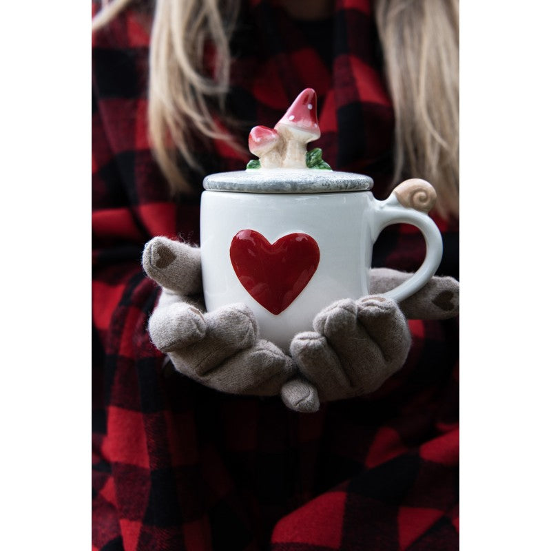 Kubek jesienny z pokrywką grzybki 400 ml do kawy Clayre & Eef