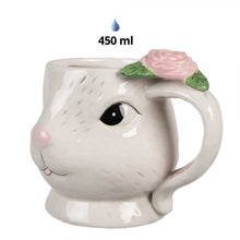 Załaduj obraz do przeglądarki galerii, Kubek ceramiczny głowa królika różowo biały Clayre Eef
