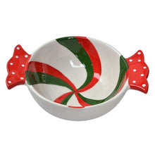 Załaduj obraz do przeglądarki galerii, Miska świąteczna w kształcie cukierka czerwono-zielona ceramiczna Clayre Eef
