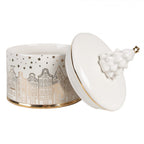 Pojemnik ceramiczny świąteczny na ciastka kamieniczki srebrny 19 cm Clayre & Eef