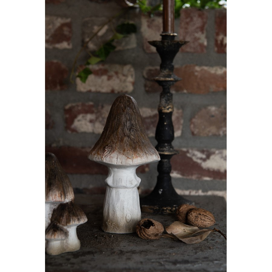 Grzybek dekoracyjny brązowo - biały  12 x 22 cm Clayre & Eef