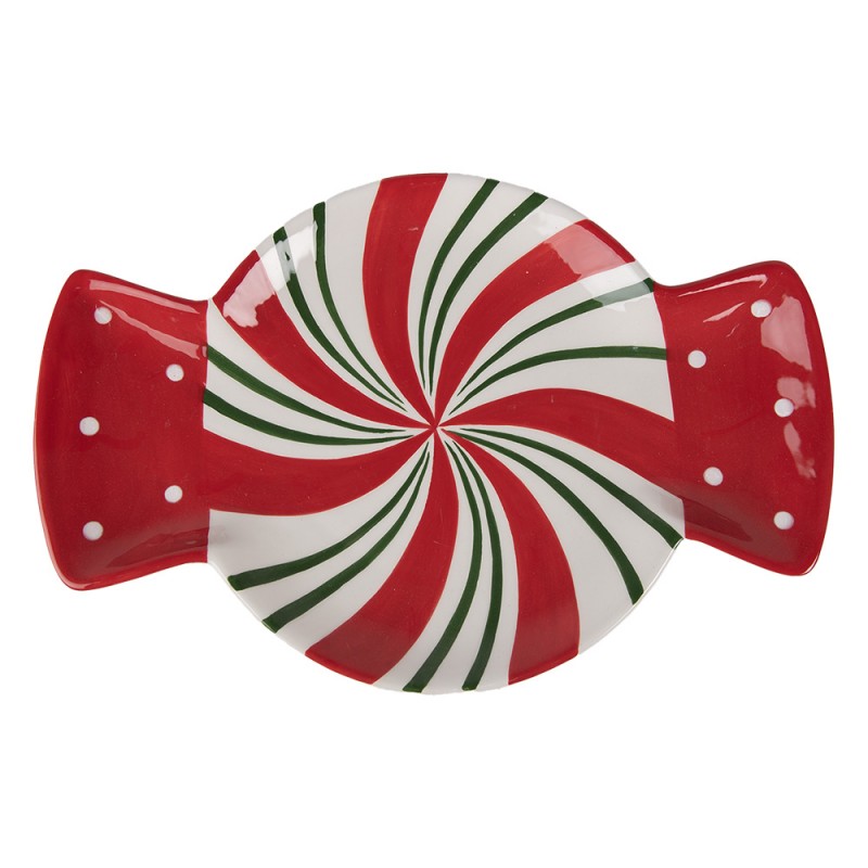 Talerz świąteczny cukierek 32 x 21 cm czerwony Clayre & Eef