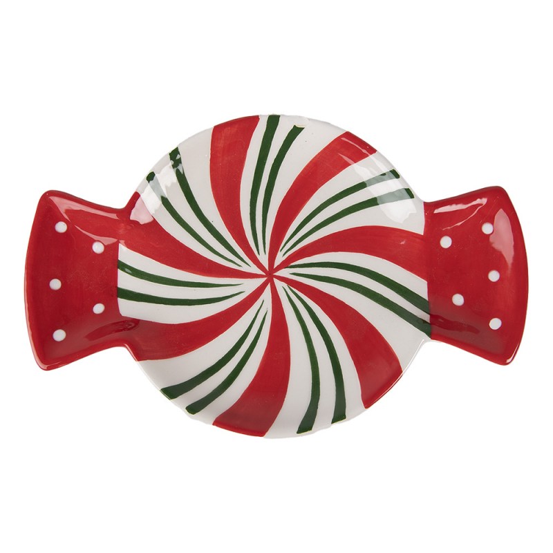 Talerz świąteczny cukierek 22 x 14 cm czerwony Clayre & Eef