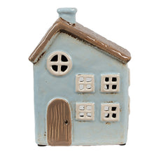 Załaduj obraz do przeglądarki galerii, Domek ceramiczny niebieski -   lampion na świeczkę 15 cm Clayre &amp; Eef
