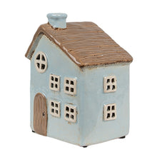 Załaduj obraz do przeglądarki galerii, Domek ceramiczny niebieski -   lampion na świeczkę 15 cm Clayre &amp; Eef

