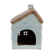 Załaduj obraz do przeglądarki galerii, Domek ceramiczny niebieski -   lampion na świeczkę 15 cm Clayre &amp; Eef
