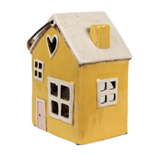 Załaduj obraz do przeglądarki galerii, Domek ceramiczny żółty -  lampion na świeczkę 18 cm Clayre &amp; Eef
