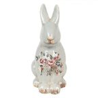 Figurka kamienna królik szary w kwiaty 27 cm Clayre & Eef