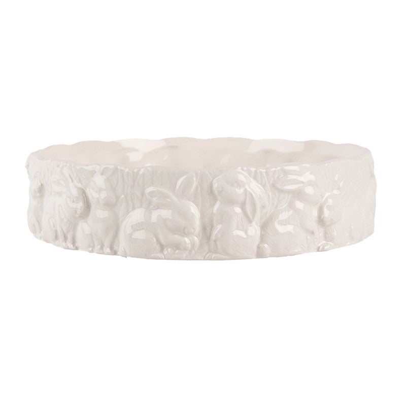 Miska ceramiczna biała w króliczki 20 cm Clayre & Eef
