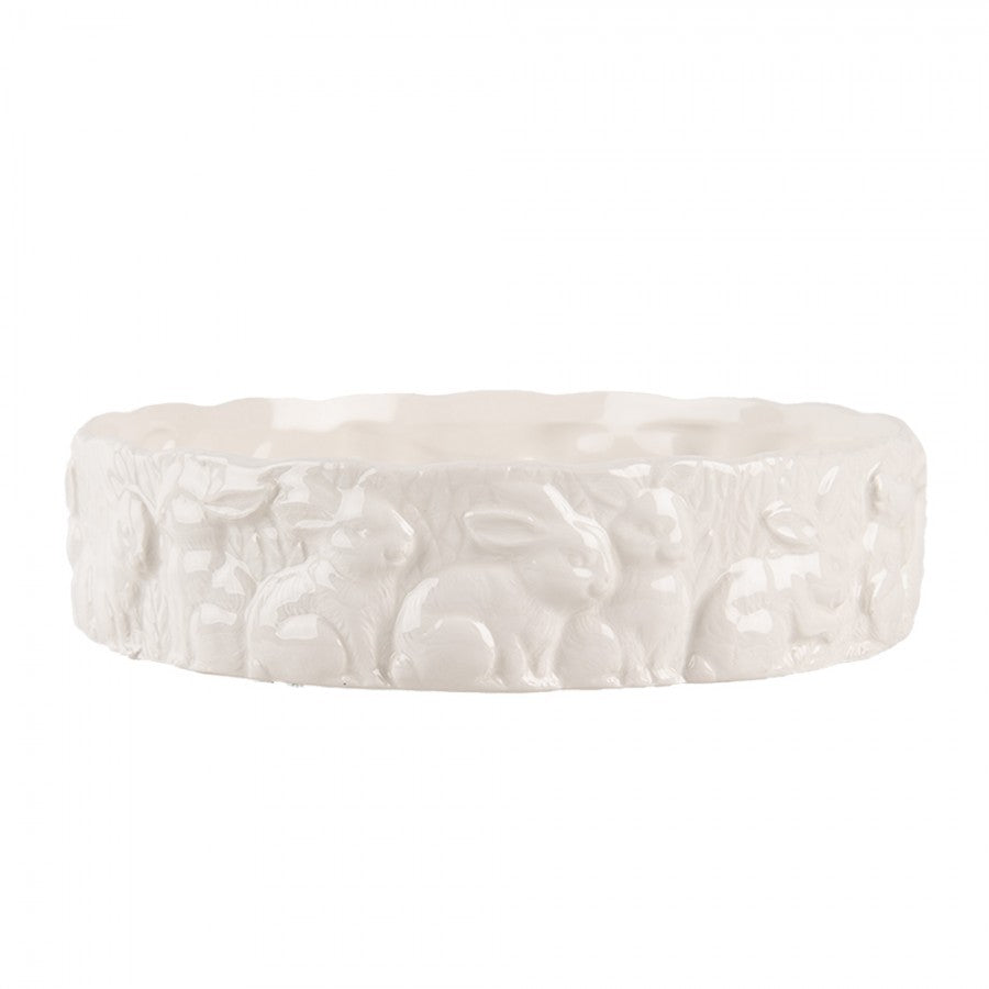 Miska ceramiczna biała w króliczki 20 cm Clayre & Eef