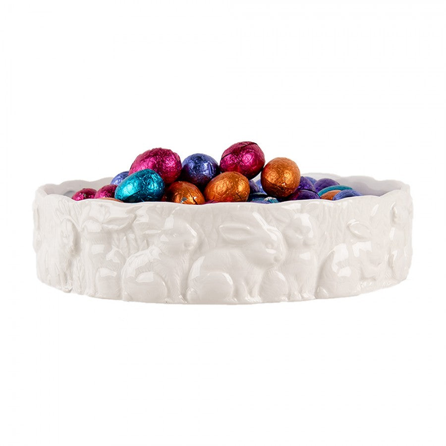Miska ceramiczna biała w króliczki 20 cm Clayre & Eef