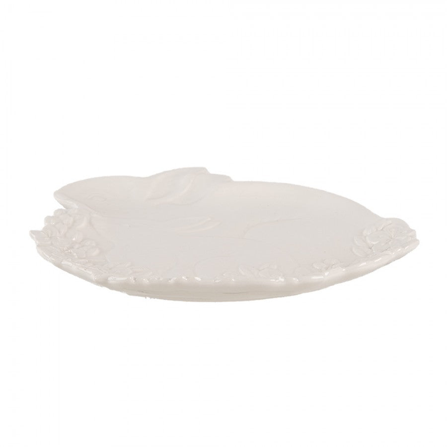 Talerz ceramiczny w kształcie królika biały 23 cm Clayre & Eef