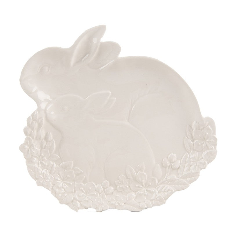 Talerz ceramiczny w kształcie królika biały 23 cm Clayre & Eef