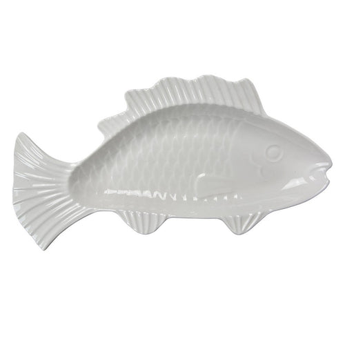 Talerz w kształcie ryby ceramiczny , patera biały Clayre Eef
