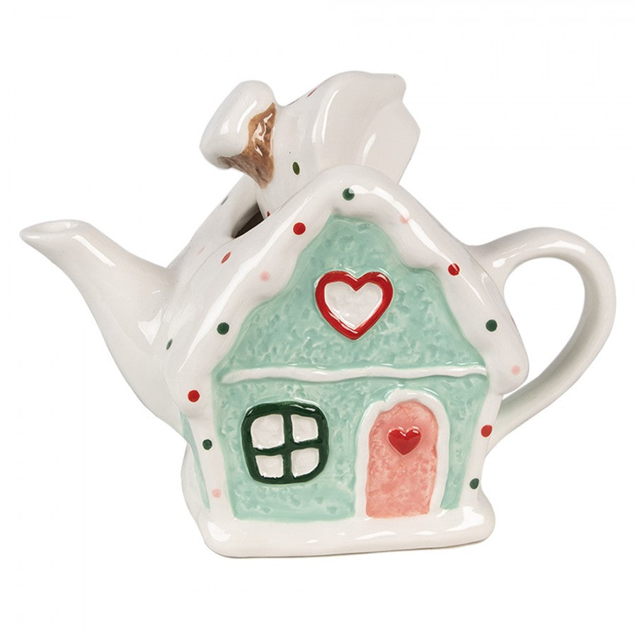 Dzbanek świąteczny ceramiczny domek z piernika 600 ml do herbaty Clayre & Eef