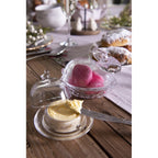 Szklana maselniczka okrągła z ptaszkiem mała retro Clayre Eef