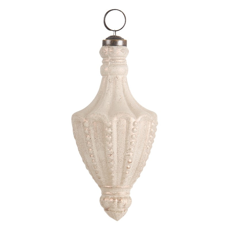 Bombka szklana świąteczna 9 cm retro kremowo złota vintage Clayre Eef