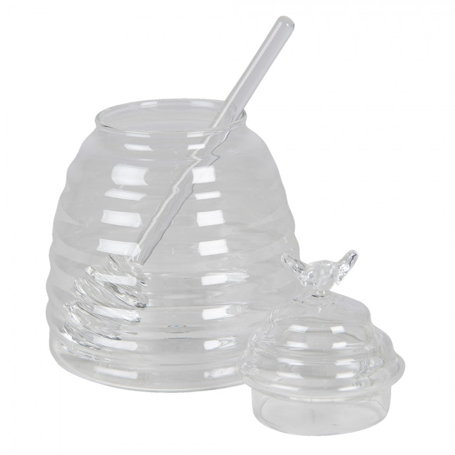 Pojemnik na miód szklany z ptaszkiem 450 ml  Clayre Eef