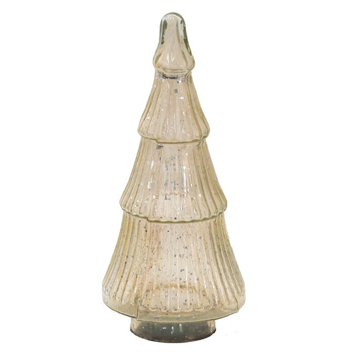 Szklana choinka figurka świąteczna złoto beżowa 30 cm Clayre Eef