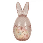 Szklane jajko pojemnik bomboniera z uszami królika pudrowy róż retro Clayre Eef