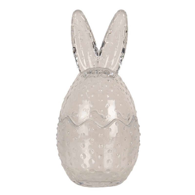 Szklane jajko pojemnik bomboniera z uszami królika retro Clayre Eef