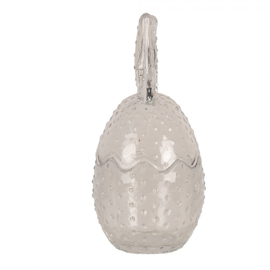 Szklane jajko pojemnik bomboniera z uszami królika retro Clayre Eef