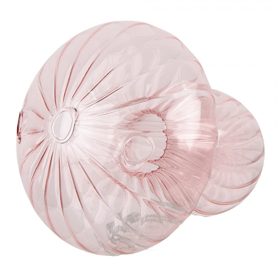 Szklny grzybek różowy dekoracyjnyc 13 x 15 cm Clayre & Eef