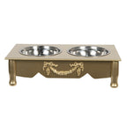 Miska dla psa lub kota drewniana złota na stojaku retro Clayre Eef