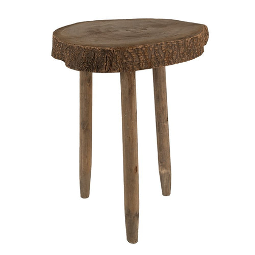 Stolik boczny drewniany okrągły plaster drewna 36 cm Clayre Eef
