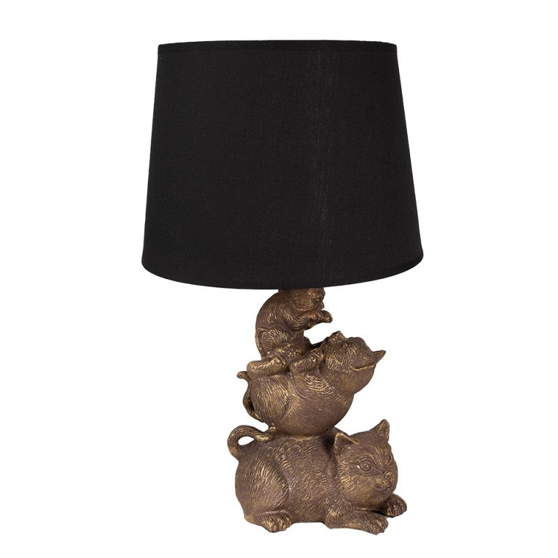 Lampa stołowa Koty z czarnym abażurem Clayre Eef