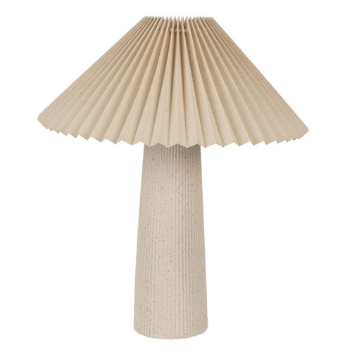 Lampka stołowa ceramiczna beżowa z naturalnym abażurem 42 cm Gia
