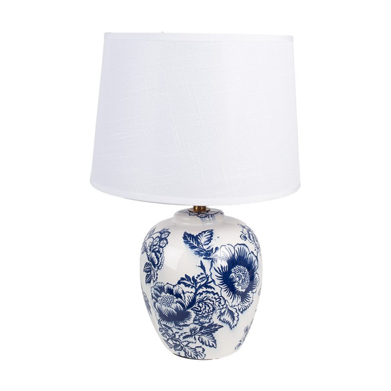 Lampa ceramiczna stołowa w niebieskie wzory Hampton  42 cm Clayre & Eef