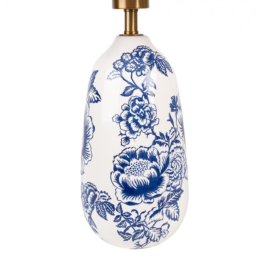 Lampa ceramiczna stołowa w niebieskie wzory Hampton  49 cm Clayre & Eef