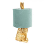Lampa stołowa złoty Królik z zielonym abażurem Clayre & Eef