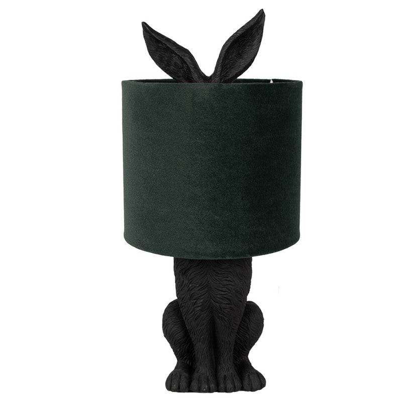 Lampa stołowa czarny Królik z czarnym abażurem Clayre & Eef