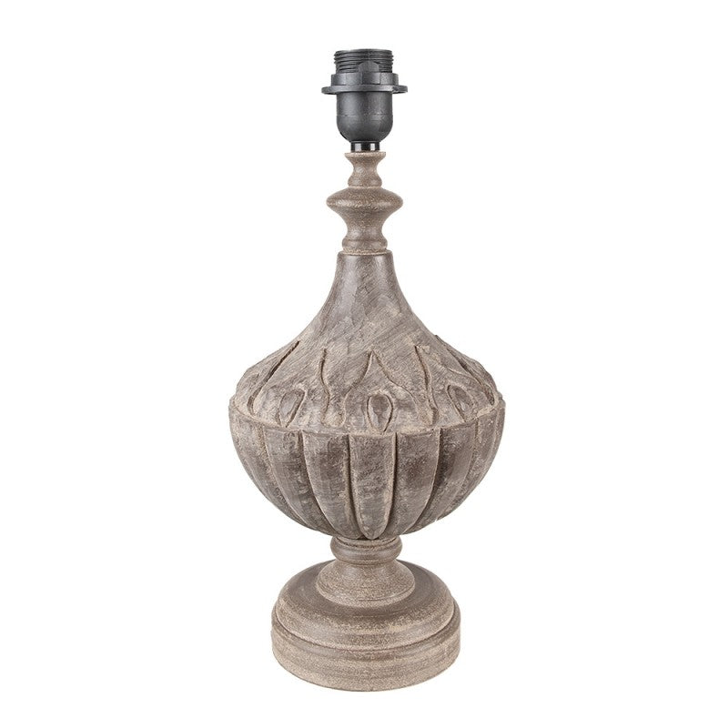 Lampa stołowa drewniana duża  18X42 CM brązowa Clayre Eef