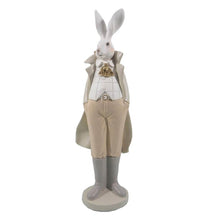 Załaduj obraz do przeglądarki galerii, Figurka wielkanocna Pan królik biało - złoty 37 cm Claye &amp; Eef
