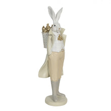 Załaduj obraz do przeglądarki galerii, Figurka wielkanocna Pan królik biało - złoty 37 cm Claye &amp; Eef
