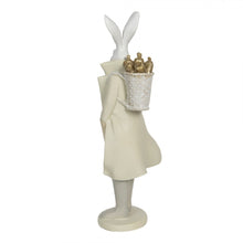 Załaduj obraz do przeglądarki galerii, Figurka wielkanocna Pan królik biało - złoty 37 cm Claye &amp; Eef
